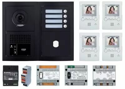 Pack GT vid�o 4 BP programm� avec platine fa�ade noire satin (GTBV4EB)