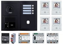 Pack GT vidéo 4 BP programmé avec platine façade noire satin (GTBV4EB)