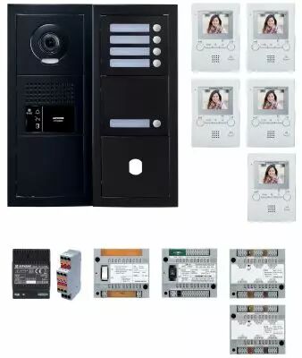 Pack GT vid�o 5 BP programm� avec platine fa�ade noire satin (GTBV5EB)