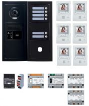 Pack GT vidéo 6 BP programmé avec platine façade noire satin (GTBV6EB)