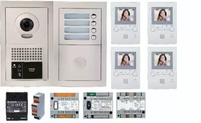 Pack vid�o 4 bp encastr�, module vigik, centrales, 1 gt4z, 4 gt1m3l & alim. (GTBV4E)