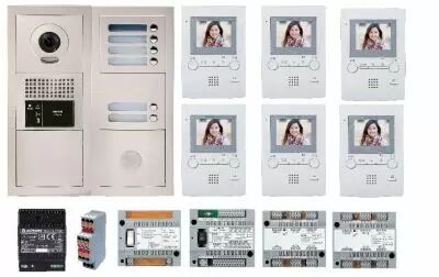 Pack vid�o 6 bp encastr�, module vigik, centrales, 2 gt4z, 6 gt1m3l & alim. (GTBV6E)