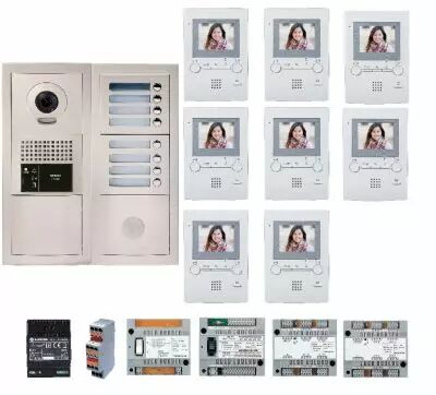 Pack vid�o 8 bp encastr�, module vigik, centrales, 2 gt4z, 8 gt1m3l & alim. (GTBV8E)