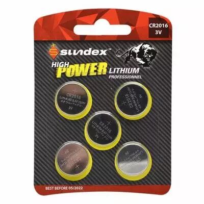piles cr 2016 3v lithium pack de 5 sundex 40-240 (x1) (4132)