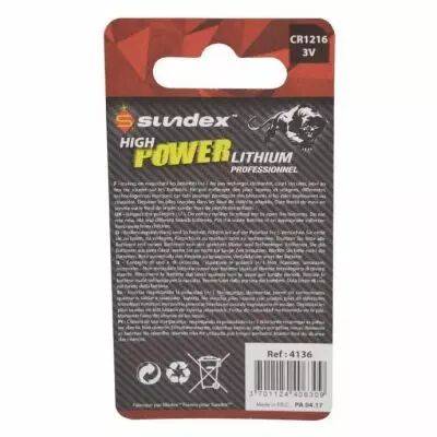 piles lithium  cr 1216  3v sundex x 1  40-240 (4136)