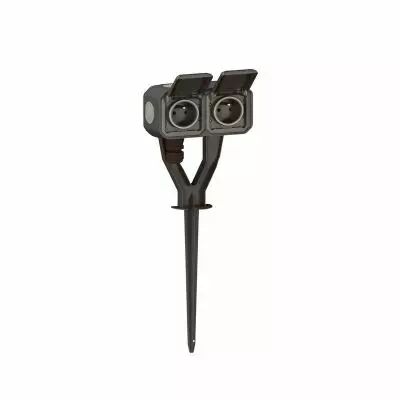 Piquet de jardin �tanche avec 2 prises 2P+T prec�bl�es Plexo livr� complet avec 2 bo�tiers � embouts anthracite (069749L)