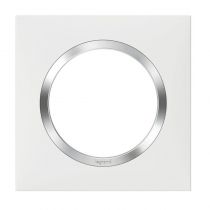 Plaque carrée dooxie 1 poste finition blanc avec bague effet chrome (600841)
