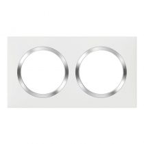 Plaque carrée dooxie 2 postes finition blanc avec bague effet chrome (600842)