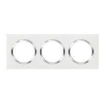 Plaque carrée dooxie 3 postes finition blanc avec bague effet chrome (600843)