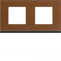 Plaque gallery 2 postes horizontale 71mm matiere coffee leather (WXP4912)