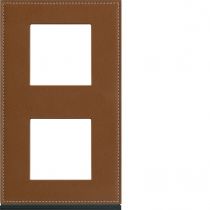 Plaque gallery 2 postes verticale 71mm matiere coffee leather (WXP4942)
