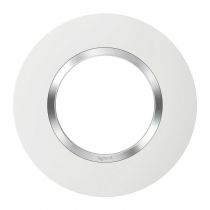 Plaque ronde dooxie 1 poste finition blanc avec bague effet chrome (600973)