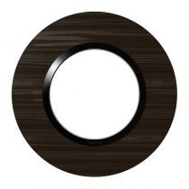 Plaque ronde dooxie 1 poste finition effet bois ébène (600979)