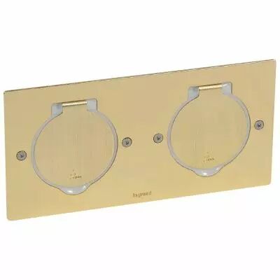 Platine de sol rectangulaire � �quiper de fonctions Mosaic 2 postes -dor� bross� (089712)