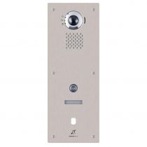 Platine vidéo encastrée 1 BP IP/SIP façade inox, accessibilité, boucle magnétique et perçage diamètre 25mm (200966)