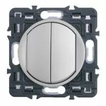 Poussoir + Interrupteur ou va-et-vient Céliane Soft - Titane (099784)