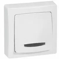 Poussoir � voyant appareillage saillie complet - 6 A - blanc