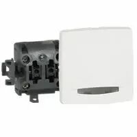 Poussoir � voyant appareillage saillie composable - 6 A - blanc