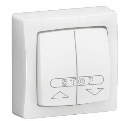 Poussoir double pour volets roulants avec bornes automatiques - Appareillage saillie complet blanc (086010L)
