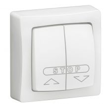 Poussoir double pour volets roulants avec bornes automatiques - Appareillage saillie complet blanc (086010L)