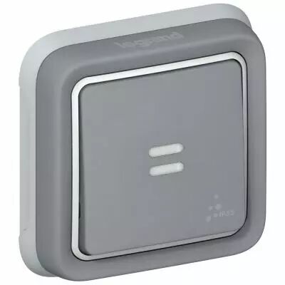 Poussoir NO + NF Prog Plexo complet encastr� gris - 10 A