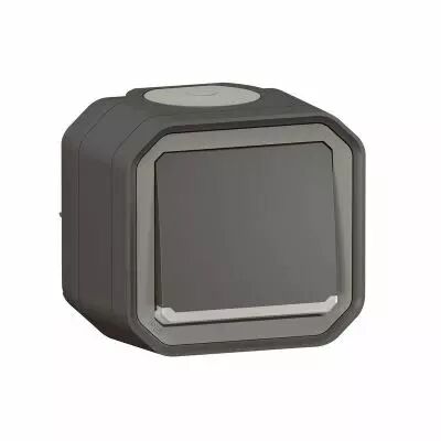 Poussoir NO lumineux Plexo complet saillie anthracite (069782L)