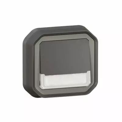 Poussoir NO-NF lumineux porte-�tiquette Plexo complet encastr� anthracite (069854L)