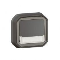 Poussoir NO-NF lumineux porte-étiquette Plexo complet encastré anthracite (069854L)