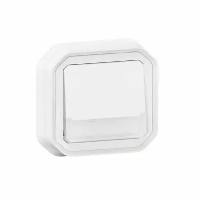 Poussoir NO-NF lumineux porte-�tiquette Plexo complet encastr� blanc (069864L)