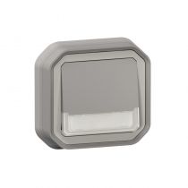 Poussoir NO-NF lumineux porte-étiquette Plexo complet encastré gris (069824L)