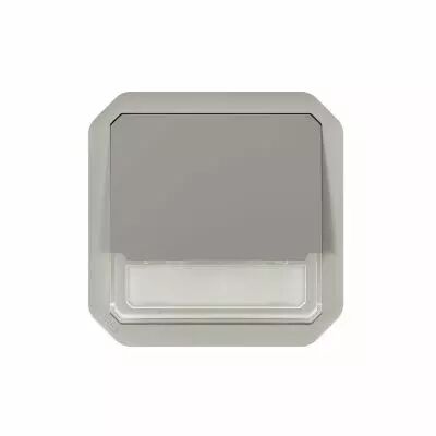 Poussoir NO-NF lumineux porte-�tiquette Plexo composable gris (069544L)