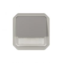 Poussoir NO-NF lumineux porte-étiquette Plexo composable gris (069544L)