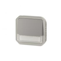 Poussoir NO-NF lumineux porte-étiquette Plexo composable gris (069544L)