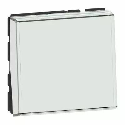 Poussoir ou poussoir inverseur avec porte-�tiquette Mosaic Easy-Led 6A 250V~ 2 modules - blanc antimicrobien (077043L)