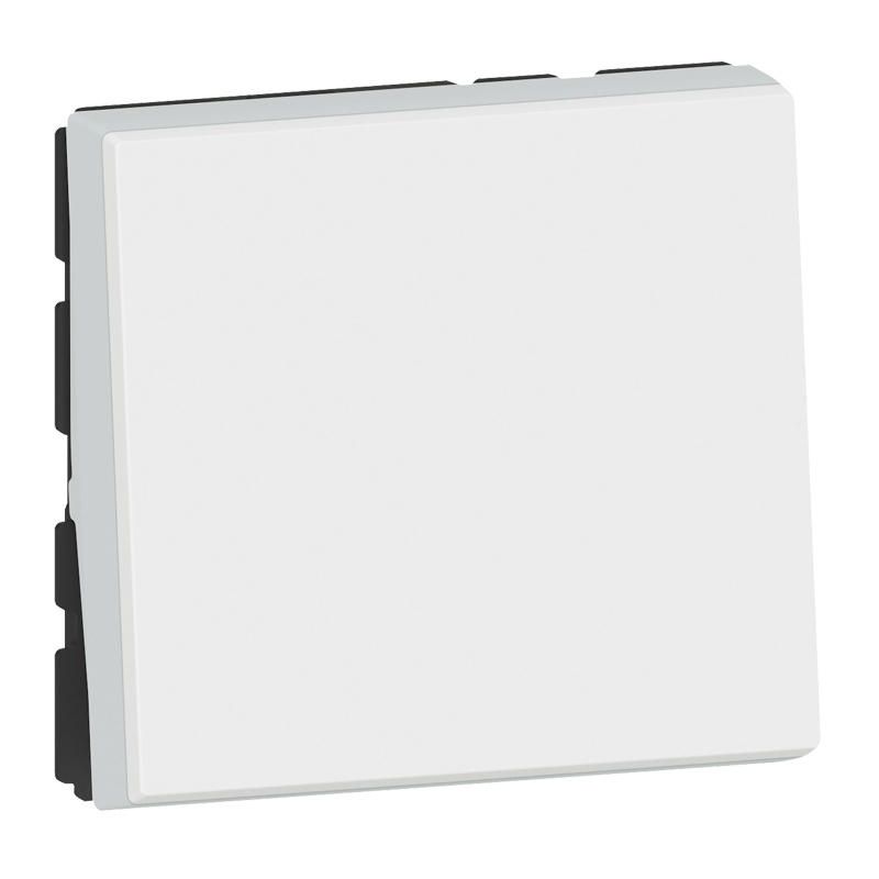 Bouton poussoir lumineux 10 A 2 modules blanc Unica - Le Temps des