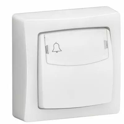 Poussoir porte-�tiquette 6A Appareillage Saillie complet avec bornes automatiques - blanc (086009L)