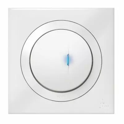 Poussoir simple avec voyant lumineux dooxie IP44 6A 250V~ livr� avec plaque carr�e blanche et griffes (600014)