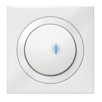 Poussoir simple avec voyant lumineux dooxie IP44 6A 250V~ livré avec plaque carrée blanche et griffes (600014)