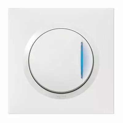 Poussoir simple avec voyant lumineux dooxie one 6A 250V~ livr� avec plaque carr�e blanche et griffes (600716)
