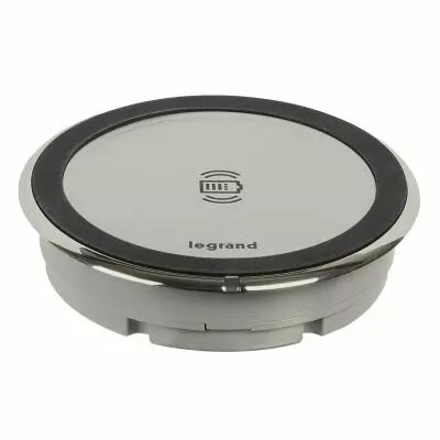 Pr�t � poser chargeur sans fil induction 3A 15W pou mobilier �80mm - couleur alu (077640L)