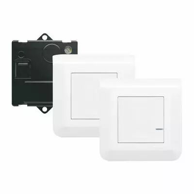 Pr�t-�-poser cr�er un va-et-vient sans tirer de fil Mosaic 1 micromodule et 2 commandes sans fil - complet blanc (077777L)