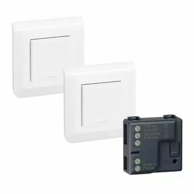 Pr�t � poser �clairage 1 micromodule+2 COM. sans fil/sans pile Mosaic Blanc (077725L)