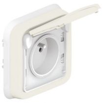 Prise 2P+T avec éclips de protection Prog Plexo complet encastré blanc - 16 A