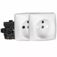 Prise 2x2P+T pr�c�bl�e appareillage saillie composable - blanc
