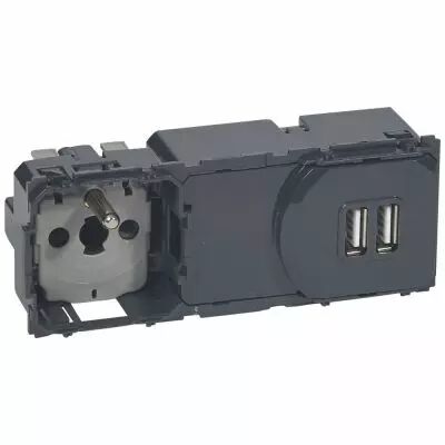 Prise de courant + chargeur universel 2 USB 2400 mA pr�c�bl�es C�liane