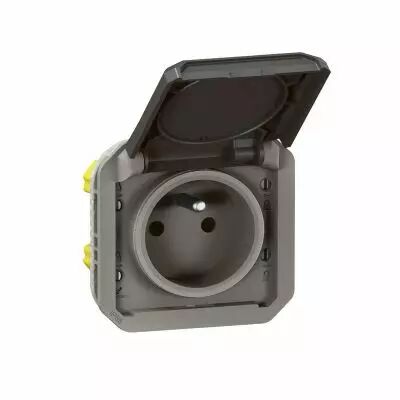 Prise de courant 2P+T �tanche Plexo 16A 250V IP55 IK08 avec enjoliveur finition anthracite (069891L)