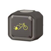 Prise de courant 2P+T étanche pour recharge de vélos et 2 roues électriques Plexo 16A 230V complète fixation saillie anthracite 