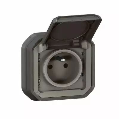 Prise de courant 2P+T Plexo complet encastr� anthracite (069860L)
