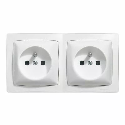 Prise de courant 2x2P+T pr�c�bl�e Appareillage saillie complet - blanc (086078)