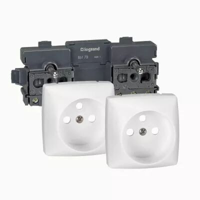 Prise de courant 2x2P+T pr�c�bl�e Appareillage saillie composable - blanc (086178)